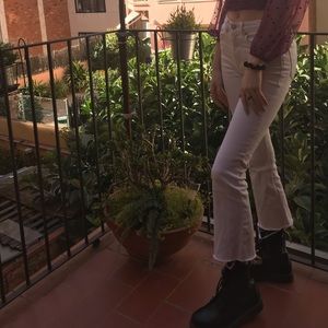 Zara white boot cut jeans